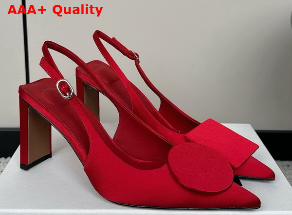 Jacquemus Les Slingbacks Duelo Hautes Red Satin Sling Backs Replica