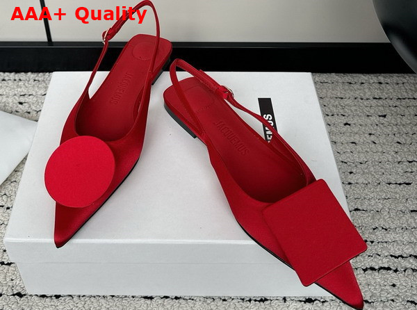 Jacquemus Les Slingbacks Duelo Plates Red Satin Replica