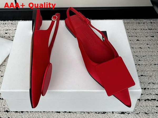 Jacquemus Les Slingbacks Duelo Plates Red Satin Replica