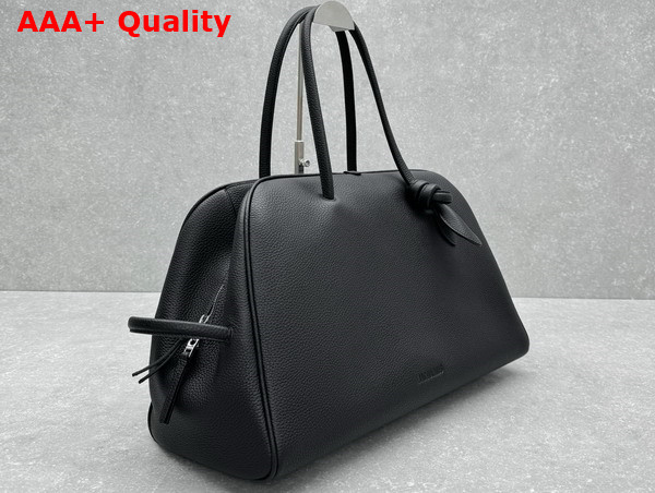 Jacquemus The Large Turismo Bowling Bag in Black Grained Leather Replica