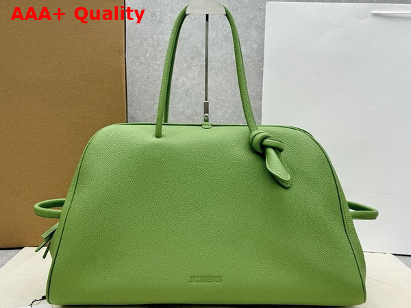 Jacquemus The Large Turismo Bowling Bag in Green Grained Leather Replica