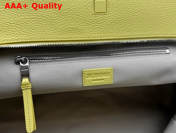 Jacquemus The Large Turismo Bowling Bag in Light Yellow Grained Leather Replica