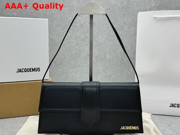 Jacquemus The Long Bambino Long Flap Bag in Black Smooth Leather Replica