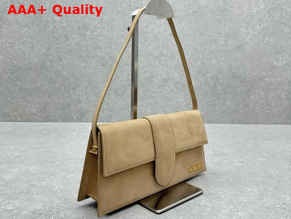 Jacquemus The Long Bambino Long Flap Bag in Dark Beige Nubuck Leather Replica