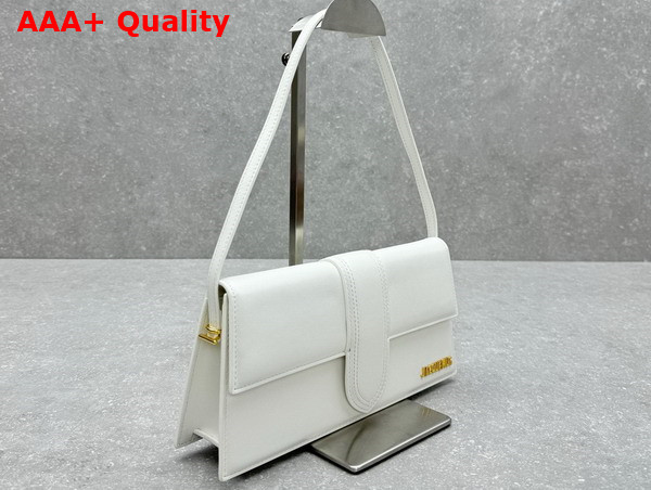 Jacquemus The Long Bambino Long Flap Bag in White Smooth Leather Replica