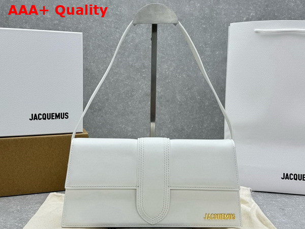 Jacquemus The Long Bambino Long Flap Bag in White Smooth Leather Replica