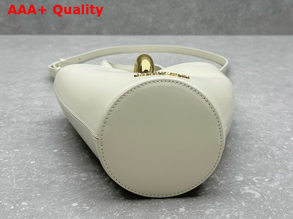 Jacquemus The Small Bambola Asymmetric Mini Bucket Bag in Light Ivory Smooth Leather Replica