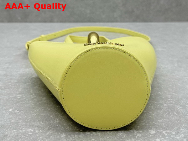 Jacquemus The Small Bambola Asymmetric Mini Bucket Bag in Light Yellow Smooth Leather Replica