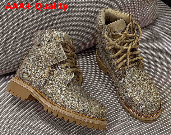 JC X Timberland F Golden Mix Shimmer Suede Boots with Crystal Hotfix Replica