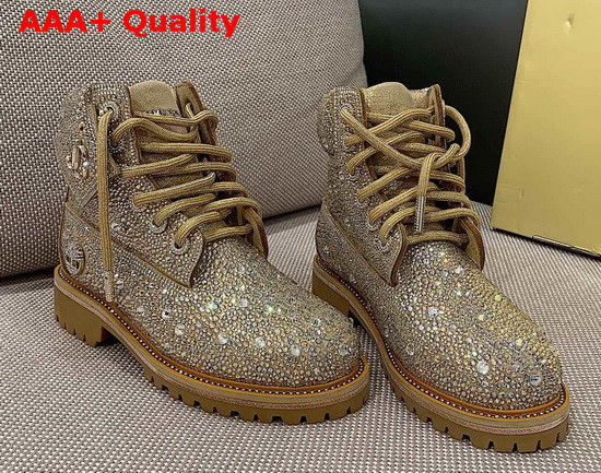 JC X Timberland F Golden Mix Shimmer Suede Boots with Crystal Hotfix Replica