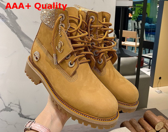 JC X Timberland F Wheat Nubuck Leather Boots with Crystal Collar Replica