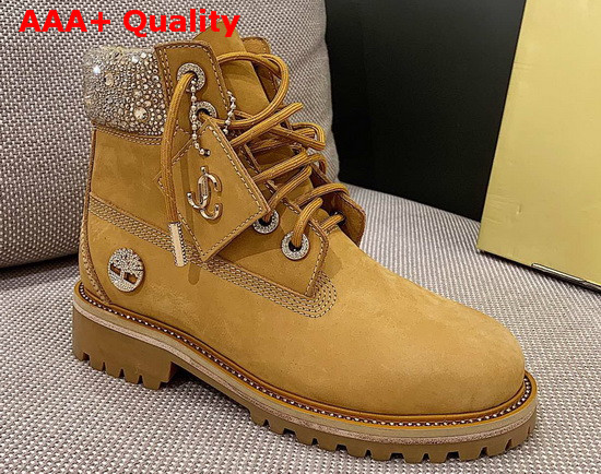 JC X Timberland F Wheat Nubuck Leather Boots with Crystal Collar Replica