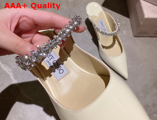 Jimmy Choo Bing 65 Mules in Linen Patent Leather with Crystal Strap Replica