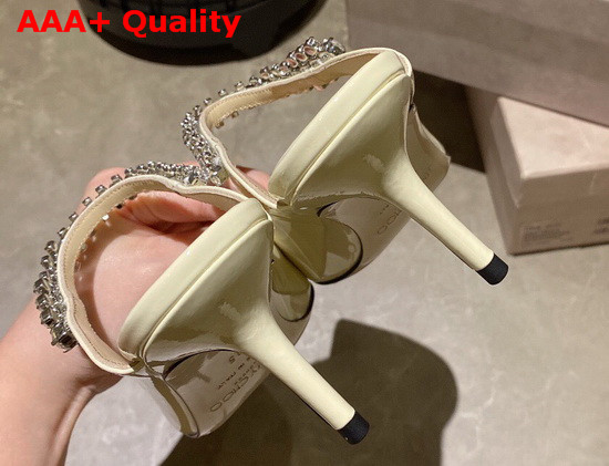 Jimmy Choo Bing 65 Mules in Linen Patent Leather with Crystal Strap Replica