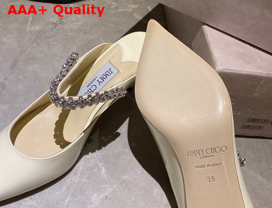 Jimmy Choo Bing 65 Mules in Linen Patent Leather with Crystal Strap Replica