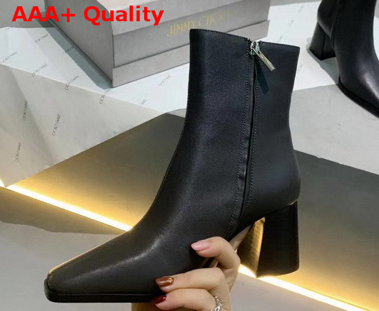 Jimmy Choo Bryelle 65 Black Calf Leather Black Heel Ankle Boots with JC Emblem Replica