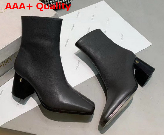 Jimmy Choo Bryelle 65 Black Calf Leather Black Heel Ankle Boots with JC Emblem Replica