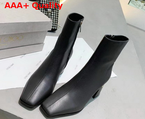 Jimmy Choo Bryelle 65 Black Calf Leather Black Heel Ankle Boots with JC Emblem Replica