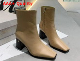 Jimmy Choo Bryelle 65 Tan Brown Calf Leather Black Heel Ankle Boots with JC Emblem Replica