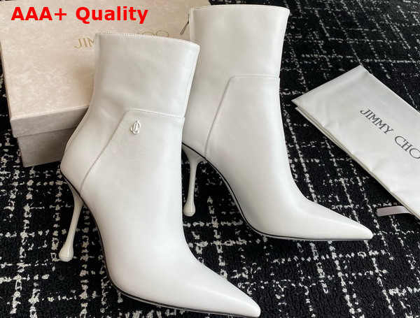 Jimmy Choo Cycas Ankle Boot 80 White Nappa Leather Ankle Boots Replica