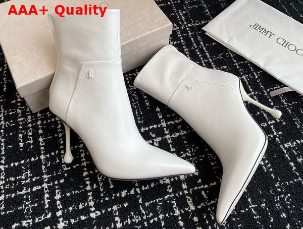 Jimmy Choo Cycas Ankle Boot 80 White Nappa Leather Ankle Boots Replica