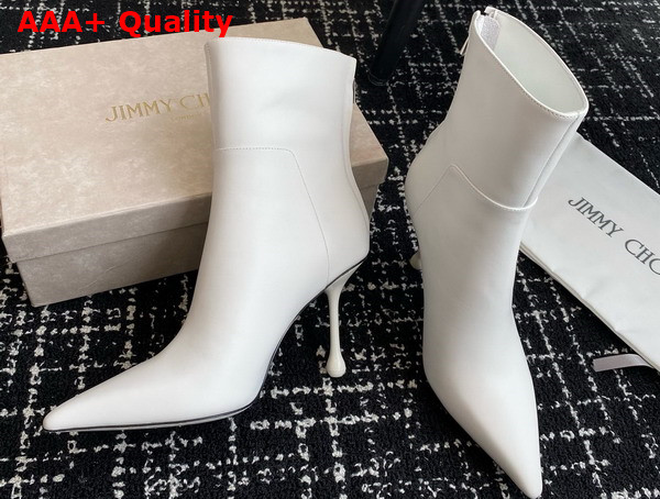 Jimmy Choo Cycas Ankle Boot 80 White Nappa Leather Ankle Boots Replica