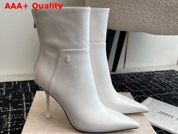 Jimmy Choo Cycas Ankle Boot 80 White Nappa Leather Ankle Boots Replica