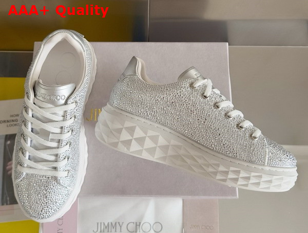 Jimmy Choo Diamond Light Maxi F Crystal Shimmer Suede Trainers Replica