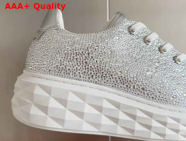 Jimmy Choo Diamond Light Maxi F Crystal Shimmer Suede Trainers Replica