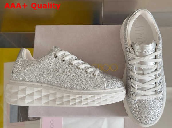 Jimmy Choo Diamond Light Maxi F Crystal Shimmer Suede Trainers Replica