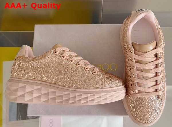 Jimmy Choo Diamond Light Maxi F Pink Crystal Shimmer Suede Trainers Replica