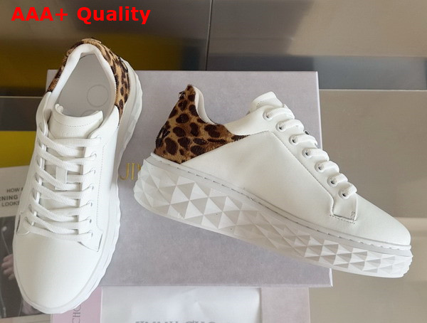 Jimmy Choo Diamond Maxi F II Chalk Leopard Print Leather Trainers Replica