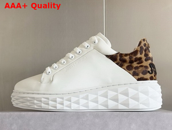 Jimmy Choo Diamond Maxi F II Chalk Leopard Print Leather Trainers Replica