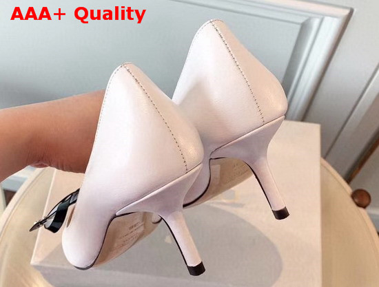 Jimmy Choo Leather Pumps in White with Bow Detail Replica