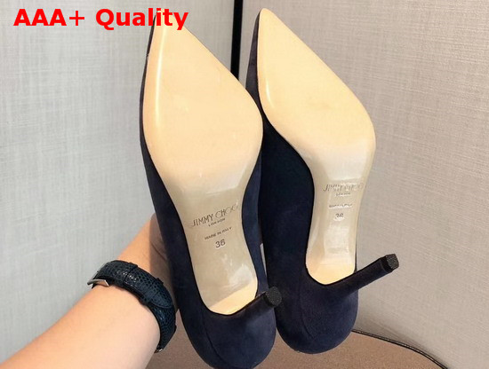 Jimmy Choo Love 65 Black Suede Pointed Pumps with JC Emblem Replica