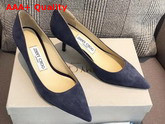 Jimmy Choo Love 65 Blue Suede Pointed Pumps with JC Emblem Replica