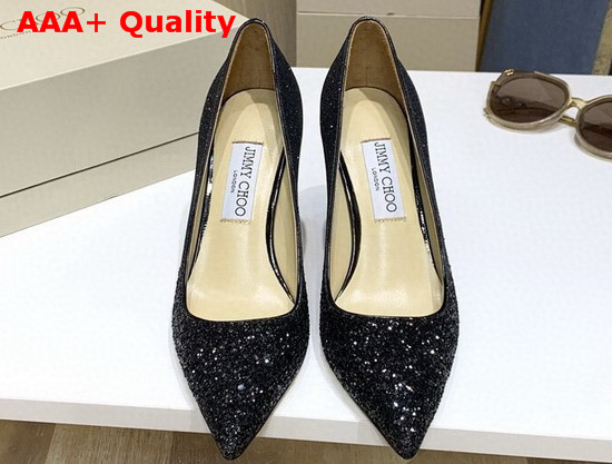 Jimmy Choo Love 85 Black Glitter Degrade Fabric Pumps Replica