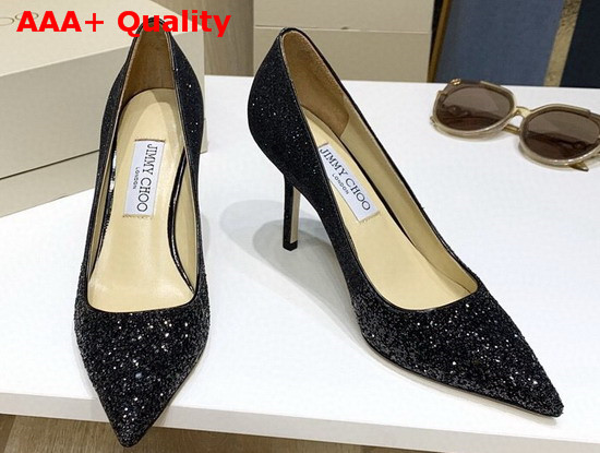 Jimmy Choo Love 85 Black Glitter Degrade Fabric Pumps Replica