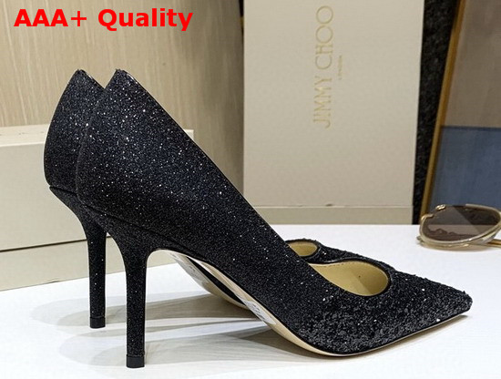 Jimmy Choo Love 85 Black Glitter Degrade Fabric Pumps Replica