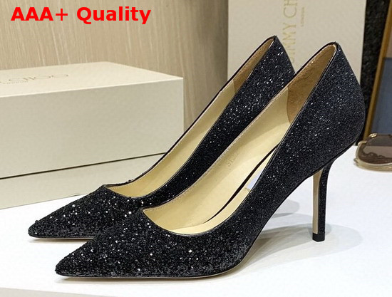 Jimmy Choo Love 85 Black Glitter Degrade Fabric Pumps Replica