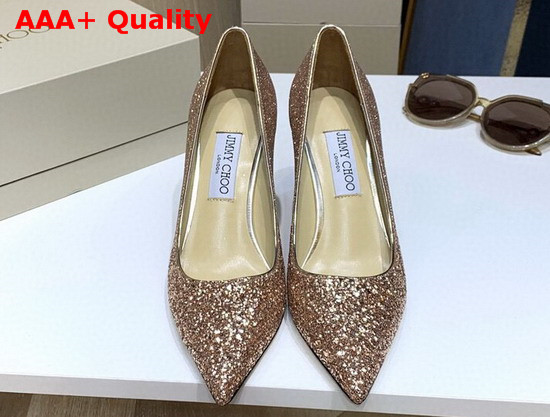 Jimmy Choo Love 85 Gold Course Glitter Degrade Fabric Pumps Replica