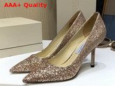 Jimmy Choo Love 85 Gold Course Glitter Degrade Fabric Pumps Replica