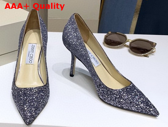 Jimmy Choo Love 85 Grey Glitter Degrade Fabric Pumps Replica