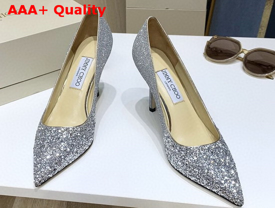 Jimmy Choo Love 85 Light Lilac Glitter Degrade Fabric Pumps Replica