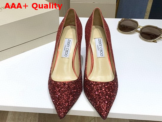 Jimmy Choo Love 85 Red Glitter Degrade Fabric Pumps Replica