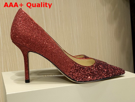 Jimmy Choo Love 85 Red Glitter Degrade Fabric Pumps Replica