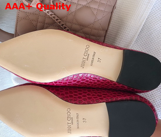 Jimmy Choo Love Flat Pink Croc Embossed Leather Flat Pumps Replica