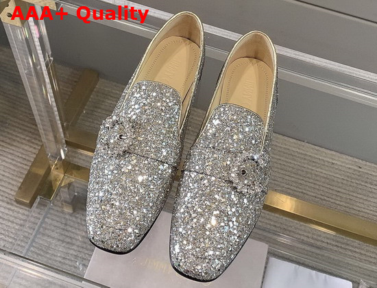 Jimmy Choo Mani Flat Silver Crystal Replica