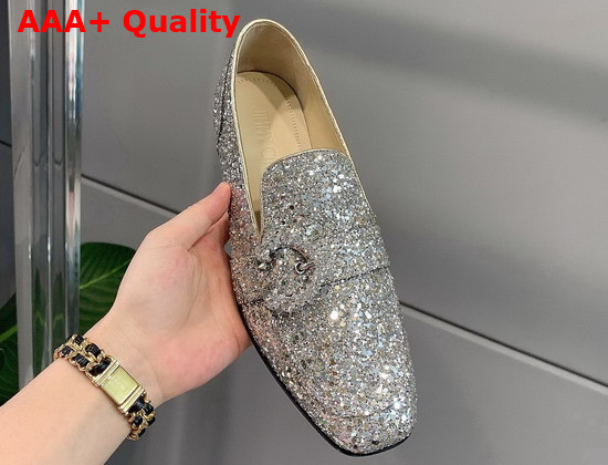 Jimmy Choo Mani Flat Silver Crystal Replica