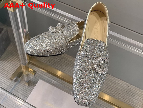 Jimmy Choo Mani Flat Silver Crystal Replica